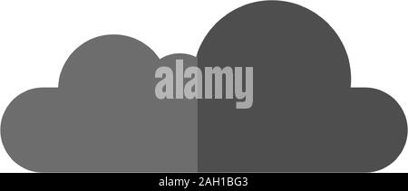 Flat illustration of dark grey cloud, isolated on white background. One object of thunderstorm cloud, ready to rain. Flat cloud icon, weather and Stock Vector