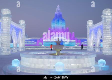 Harbin, China's Heilongjiang Province. 23rd Dec, 2019. The 21st edition of Ice-Snow World opens in Harbin, capital of northeast China's Heilongjiang Province, Dec. 23, 2019. Credit: Zhang Tao/Xinhua/Alamy Live News Stock Photo