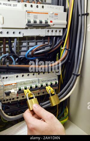 lockers on electric board - France Stock Photo