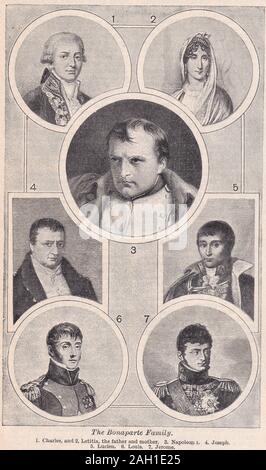 Vintage illustration / drawing of the Bonaparte Family Stock Photo