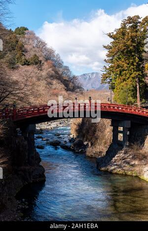 The Shinkyo Sacred Bridge in Nikko, Japan over the Daiya River Stock Photo