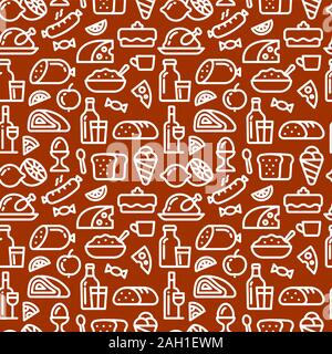 illustration of the meal and foods seamless pattern Stock Vector