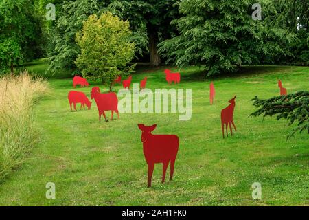 France, Sarthe, Loir valley, Le Lude, Chateau du Lude gardens, artistic installation, The Herd (2014) by Anne Morea // France, Sarthe (72), vallée du Stock Photo