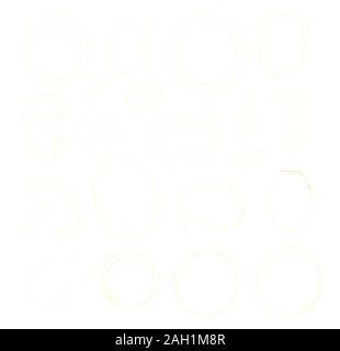 Gold Geometric Crystal Frames with Detailed Vector Foil Texture. Golden Thin Line Art or Outline Linear Polygonal Textured Frames Set. Art Deco and Modern Style. Sparkle Glitter Dust Stock Vector