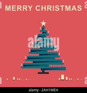 Christmas tree with candles. Xmas illustration with Fir tree. Stock Vector