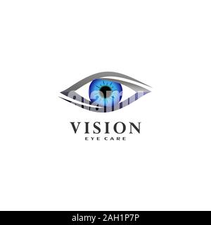 Vision Eye Care Logo Design Template, Blue Eye Logo Concept, Eye Icon Stock Vector