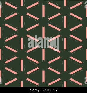 seamless abstract vector pattern with thick pink lines on a dark background Stock Vector