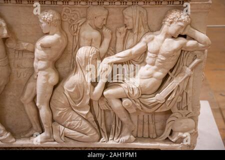 Sarcophagus with legend of Achilles, National Museum, Beirut, Lebanon Stock Photo
