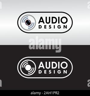Audio Design Logo Concept, Audio Company Logo Design Template, Rounded Shape, Oval, Compact Disc Icon, CD, Vinyl Disc, Audiophile Stock Vector