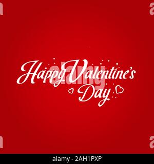 Happy Valentine's Day hand lettering typography card with handwritten calligraphy text, red gradient background. Elegant and classic quote Stock Vector