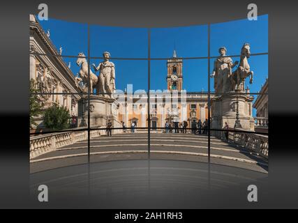 By Michelangelo designed ramp stairs (cordonata) to the Piazza del ...