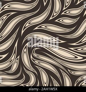 Seamless vector pattern in beige color from cut smooth stripes or brush strokes. Flowing abstract texture for prints, textiles. Stock Vector