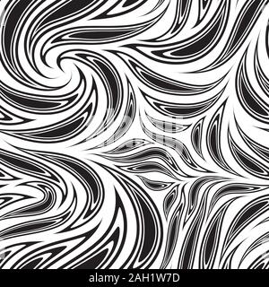 Seamless black vector pattern of cut smooth stripes or brush strokes. Flowing abstract texture for prints, textile Stock Vector