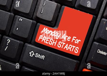Monday are For Fresh Starts write on keyboard isolated on laptop background Stock Photo