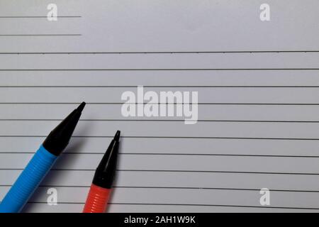 Close up colorful Pen and empty book Stock Photo