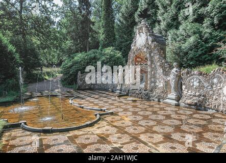 Rozendaal, Netherlands, 25 August 2019:  The Deceivers is the name of a fountain floor as part of a shell gallery in the landscape park of castle Rose Stock Photo