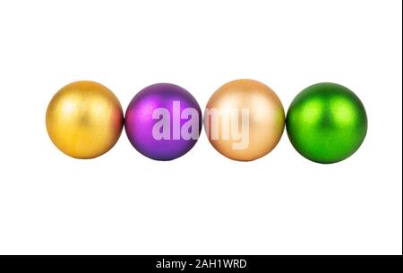 Four colored Christmas balls isolated on white background Stock Photo