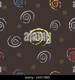 Cute Seamless Pattern with Spirals and Stars. Vector Illustration. Stock Vector
