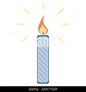 Beautiful Icon with colorful Merry Christmas Candle on dark background. Think Line Style. Flat Design. Vector Illustration Stock Vector