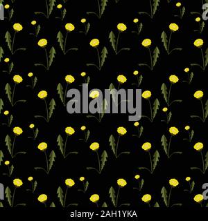 Seamless pattern with dandelions on simple background. Flat design. Vector Illustration Stock Vector