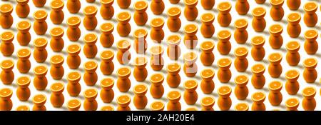 orange fruit pattern isolated on white background, panoramic image Stock Photo