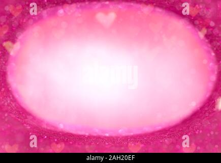 Pink shiny hearts and abstract lights background Stock Photo