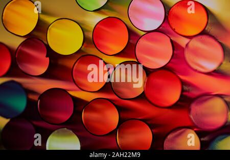 Colorful drinking straws close-up. Plastic straws are being banned by 2021 to reduce the environmental pollution Stock Photo