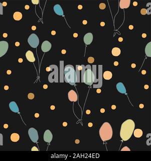 Seamless pattern with floating balloons on white background. Repeating background. Vector Illustration Stock Vector