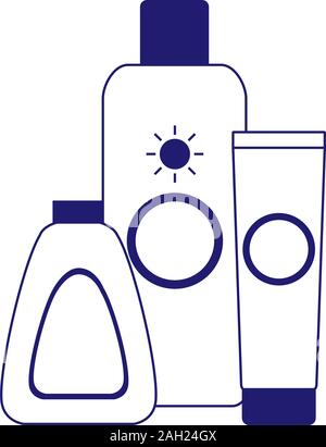 sun bronzers and sunscreens bottles, flat design Stock Vector