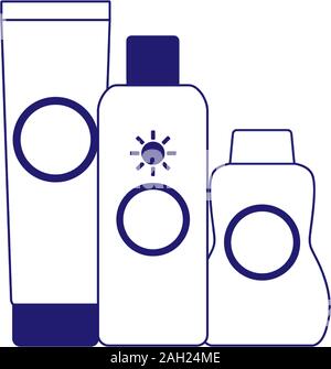 sunscreens bottles icon, flat design Stock Vector