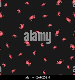 Seamless pattern with red crabs on white background. Vector Illustration Stock Vector