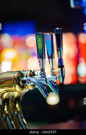 Serving draft beer in a fancy bar Stock Photo