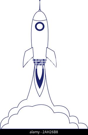 space rocket launching icon, flat design Stock Vector