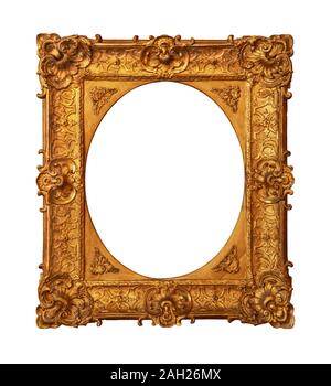 Vintage gold frame isolated on white background Stock Photo