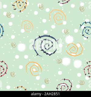 Cute Seamless Pattern with Spirals and Stars. Vector Illustration. Stock Vector
