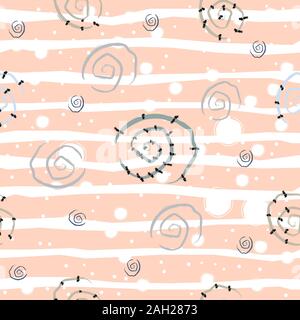 Cute Seamless Pattern with Spirals and Stars. Vector Illustration. Stock Vector
