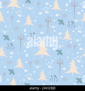 Hand drawn Winter/Merry Christmas seamless pattern. Holiday background. Stock Vector