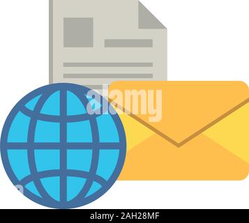 sphere planet browser with postal service Stock Vector