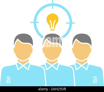 Teamwork glyph color icon. Leadership. Team generating ideas. Problems solving. Staff, personnel. Silhouette symbol on white background with no outlin Stock Vector