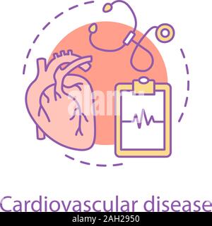 Cardiovascular disease concept icon. Cardiology idea thin line illustration. Healthcare. Vector isolated outline drawing Stock Vector