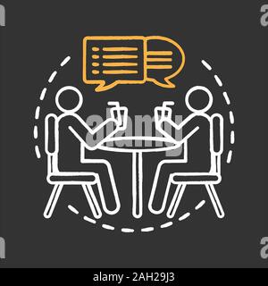 Friendship chalk concept icon. Friends idea. Cafe date. Dinner break. People communicating. Vector isolated chalkboard illustration Stock Vector
