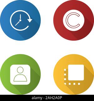 UI/UX glyph icons set. Update, copyright, user account, flip to front ...