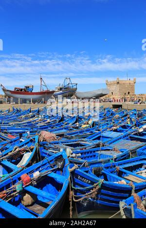Skala du Port, Fishing Boats, Harbor, Essaouira, Morocco, Atlantic Coast, North Africa Stock Photo