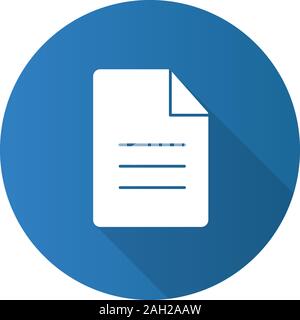 File flat design long shadow glyph icon. Description. Note. Digital document. Information. Vector silhouette illustration Stock Vector