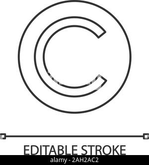 Copyright symbol linear icon. License. Thin line illustration. Intellectual property. Enclosed C. Contour symbol. Vector isolated outline drawing. Edi Stock Vector