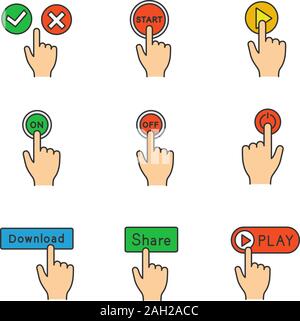 Accept and decline buttons color icon. Yes or no click. Approve and ...