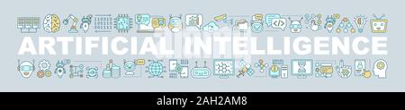 Artificial intelligence word concepts banner. AI. Machine learning. Digital technology. Process automation. Isolated lettering typography idea with li Stock Vector