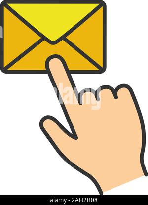 Hand pressing a button with the text Send icon Stock Vector Image & Art ...