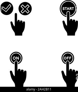 Accept and decline buttons glyph icon. Silhouette symbol. Yes or no ...