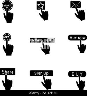 Turn off button click glyph icon. Silhouette symbol. Shutdown. Power ...